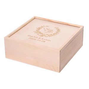 Caja de almacenamiento de madera cuadrada de 20x20x8cm, hecha a mano, de color natural, de madera contrachapada, con tapa extraíble para dulces o artículos pequeños. - Product Image 4