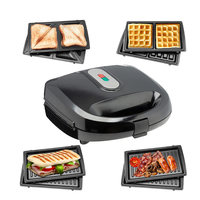 Gaufrier en plastique 2-en-1 détachable OEM avec plaques sandwich antiadhésives électriques pour usage domestique extérieur dans un garage