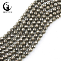 Zhe Ying 6mm 8mm 10mm Runde Naturstein Pyrit Perlen Armband Heil kristall Lose goldene Pyrit Perlen