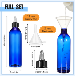 ขวดบีบพลาสติก PET ใส สีดำ สีน้ำเงิน สีเขียว สีเหลืองอำพัน ขนาด 30 มล. 50 มล. 60 มล. 100 มล. 120 มล. พร้อมฝาเกลียวและหัวปั๊มสำหรับน้ำมันใส่ผม - Product Image 2