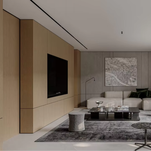 Mobili <span class=keywords><strong>TV</strong></span> <span class=keywords><strong>in</strong></span> Legno Impiallacciato Personalizzati Lesso Home, Design Moderno per Soggiorno, Armadietti Minimalisti <span class=keywords><strong>in</strong></span> Legno a Parete Intera, Supporto <span class=keywords><strong>TV</strong></span> - Product Image 1