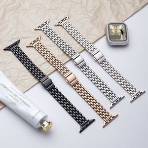 Correa de Reloj de Lujo de Acero Inoxidable con Cinco Eslabones, Cierre Plegable, Correa de Repuesto de Metal Compatible con <span class=keywords><strong>Apple</strong></span> <span class=keywords><strong>Watch</strong></span> Series 11 Ultra - Product Image 1