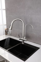 Robinet de cuisine 3 voies noir brossé avec purificateur d'eau intégré, à eau froide et chaude, pour évier, à extraction directe