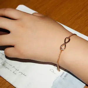 Pulseira minimalista de aço inoxidável, bracelete de números 8 com berloque infinito para mulheres e homens, presente de joias boêmio 2021