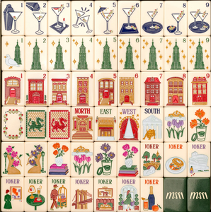 Juego de Fichas de Mahjong Pintadas a Mano de París, Fichas de Mahjong Acrílicas Grabadas, 160 Fichas Americana Mahj, Juego de Fichas de Mahjong Empire State Haus <span class=keywords><strong>of</strong></span> Mahj - Product Image 2