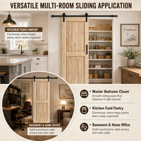 Pintu Gudang 2 Panel Kayu Spruce Solid 80 inci, Sudah Terpasang, Tebal 1,38 inci, Tanpa Finishing, Pintu Interior Gaya Farmhouse untuk Kamar Tidur (Hanya Slab)