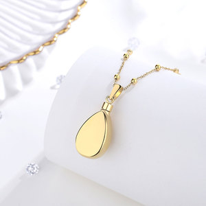 Kalung guci emas tetesan air mata malaikat abu kenangan penyimpan perhiasan kremasi baja tahan karat untuk abu - Product Image 5