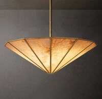 Lustre de plafond nordique pour salon, éclairage LED E26 à intensité variable, panneaux en marbre massif encadrés individuellement, Lucette