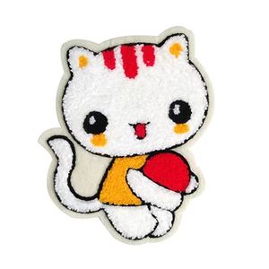 Patch thermocollant rose personnalisé avec paillettes, patch adhésif, patchs brodés en chenille avec un chat mignon - Product Image 1