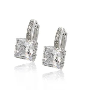 A00549717 Xuping fashion Rhodium plated square shaped hoop earrings, bijouterie for women