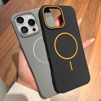 Coque antichoc magnétique mate à anneau fin contrastant pour iPhone 17 Pro Max 16