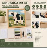 Kit de Pintura de Panda Kinusaiga con Tela, Kit de Manualidades sin Costuras para Amantes de las Manualidades, Decoración de Cocina, Set de Regalo, Todos los Materiales Incluidos