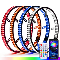 Feux de roue LED RGBW 12V à quatre rangées, doubles côtés, avec télécommande et contrôle par application, état neuf, éclairages de tuning pour camions, SUV et véhicules tout-terrain