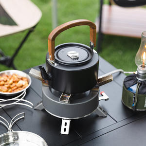 Bouilloire d'extérieur en alliage d'aluminium de 1,2 l, avec poignée en bois, théière de camping légère et portable pour la randonnée et le barbecue - Product Image 2