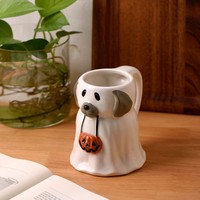Tasse à café en céramique Ghost Dog Pumpkin, peinte à la main, cadeau amusant pour Halloween