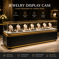 Vitrine de présentation de bijoux verrouillable personnalisable avec éclairage LED et intérieur en velours pour les magasins de bijoux en gros