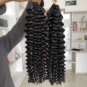 Extensions de cheveux humains 100% naturels vierges, pré-bouclées, à effet plume, boucles profondes, pour crochet, personnalisables - Product Image 1