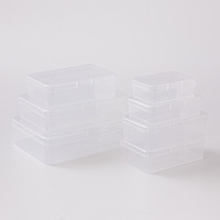 Boîte de rangement rectangulaire transparente en PP, organisateur en plastique épaissi pour petites pièces, outils, papeterie et emballage cadeau