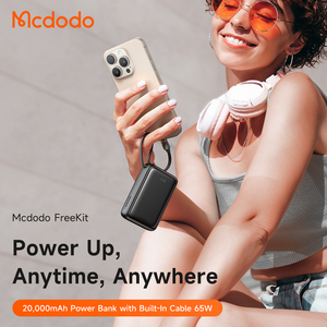 Banque d'alimentation Mcdodo 637 65W 20000mAh avec charge rapide PD, écran numérique et câble USB-C pour iPhone, <span class=keywords><strong>Samsung</strong></span>, ordinateur portable, compatible en avion - Product Image 2