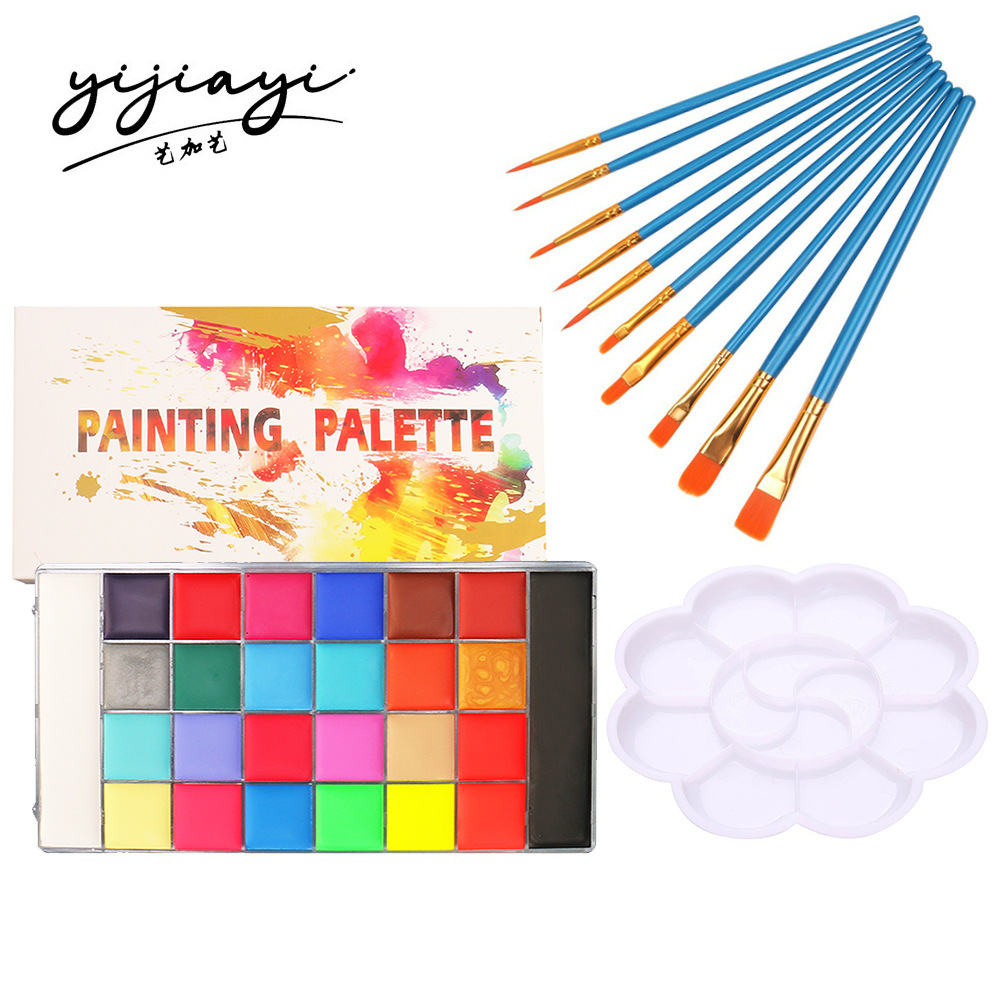 26 color pearlescent oil-10 brushes palette