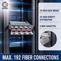 Panneau de brassage à fibres optiques haute densité KEXINT coulissant 19 pouces pour montage en rack ODF avec 8x cassettes MPO pour la gestion de 192 fibres