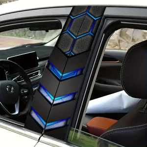 Pegatinas Personalizadas para el Pilar B del Coche, 2 Piezas, Resistentes a los Arañazos, Impermeables, Autoadhesivas, con Acentos Azules Hexagonales, Calcomanías de PVC - Product Image 5