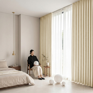 Rideaux occultants automatiques intelligents en tissu noir de luxe ZSTARR, design OEM personnalisé, pour le salon - Product Image 1