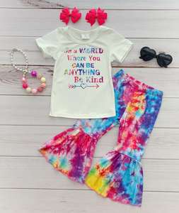 Tenues d'automne RTS pour enfants, ensembles de vêtements pour bébés, jolies tenues de boutique pour petites filles, vêtements pour tout-petits, 2 pièces, pantalon pattes d'éléphant, vente en gros - Product Image 1