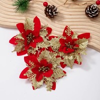 Fabrik-Großhandel Exquisite Weihnachtsbaumdekorationen, Glänzende 13cm Blumenanhänger, Gold Silber Blau Rot Accessoires