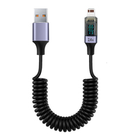 Câble de charge rapide USB Type C 6A de haute qualité, 1,5 m, enroulable, en TPU, avec affichage LED, cordon rétractable, compatible iPhone, bureau