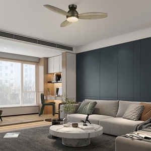 Quạt Led Thấp Thiết Kế Mới Cho Gia Đình Quạt Trần Led Gỗ Gắn Phẳng Hiện Đại 48Inch Với Điều Khiển Từ Xa - Product Image 6