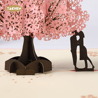 YACHEN kartu ucapan bunga sakura 3D, buatan tangan dengan Envolpe undangan pernikahan kartu hadiah Hari Valentine