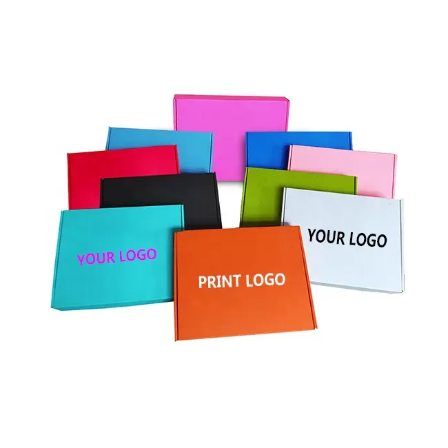 Benutzer definierte Logo-Druck Wimpern Kleidung kosmetischen Schmuck Perücke Versand boxen lila rosa blau Papier Post kleidung Lieferung Kurier Box