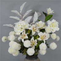 Rangkaian Bunga Sutra Putih Mawar Peony Hydrangea Anggrek Artificial untuk Dekorasi Lorong Kolom Gapura Pernikahan
