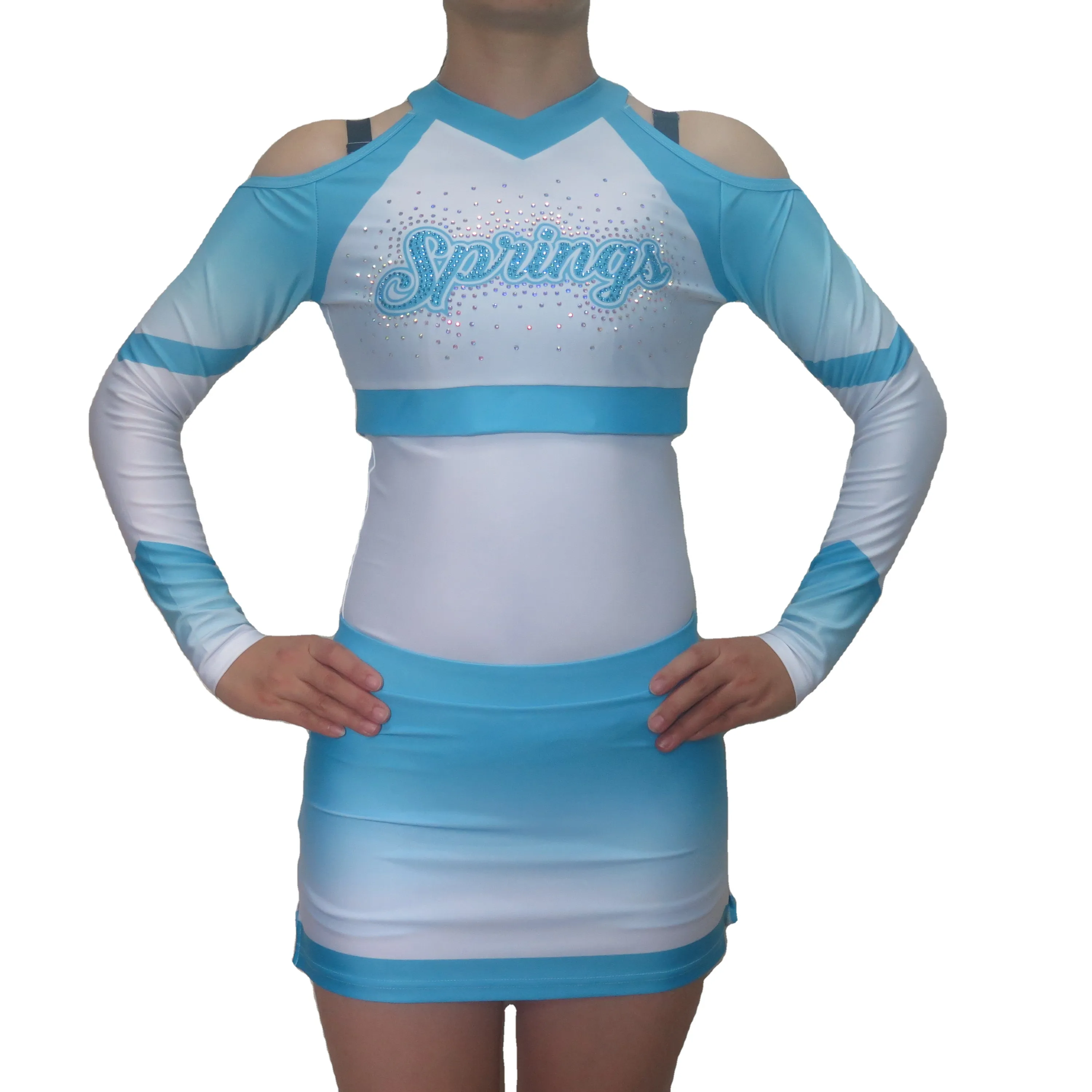 Vestito da competizione per ragazza uniformi della squadra di allegria scolastica Costume da Cheerleader Sexy 2 in1 uniformi da Cheerleader colture e top completi