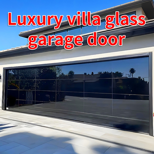 Maison de luxe <span class=keywords><strong>Porte</strong></span> de <span class=keywords><strong>garage</strong></span> électrique moderne noire en verre sans cadre <span class=keywords><strong>Porte</strong></span> de <span class=keywords><strong>garage</strong></span> en alliage d'aluminium avec moteur - Product Image 3