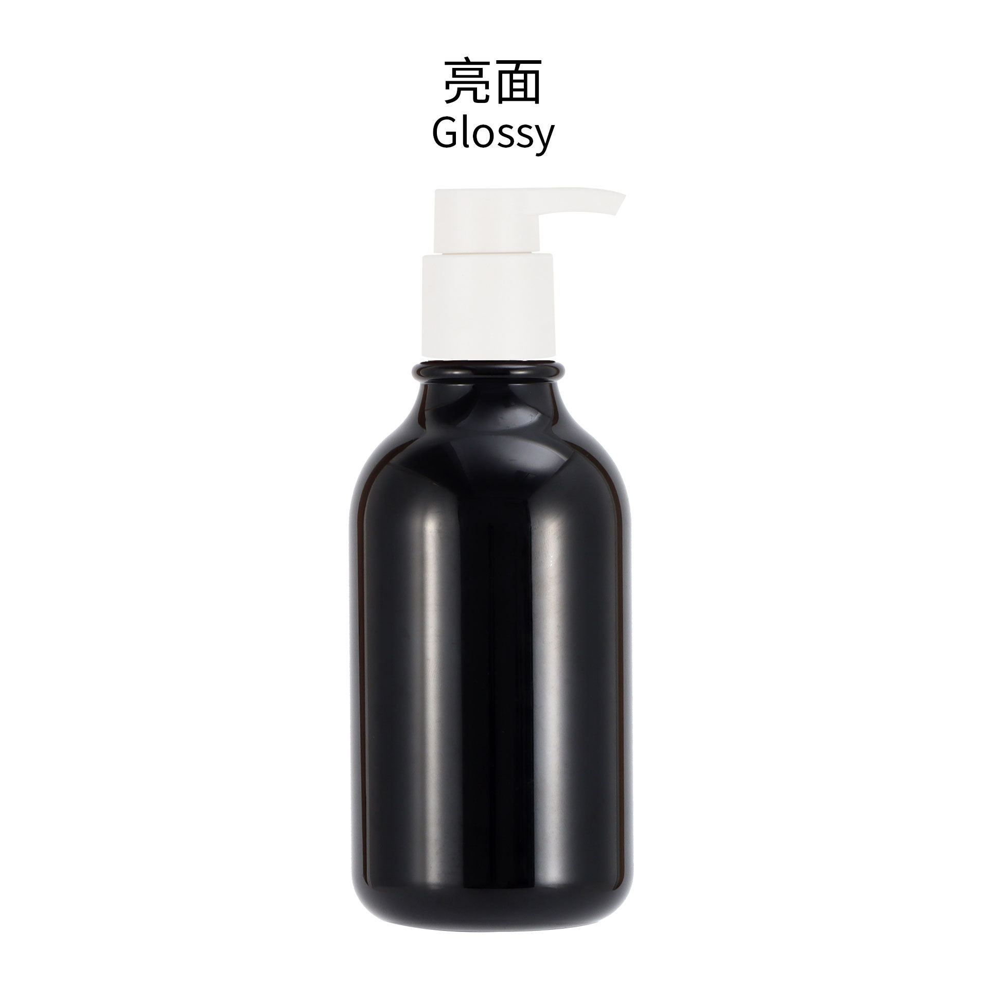 Bouteille noire brillante F pompe blanche
