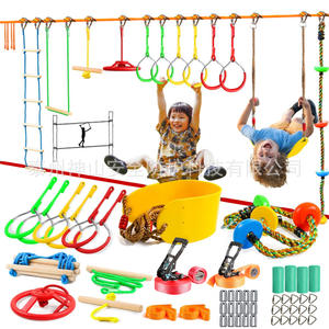 Set de Slackline Ninja de 15m, Cinta Plana para Entrenamiento de Equilibrio al Aire Libre, Equipo para Niños, Ejercicio de Integración Sensorial - Product Image 2