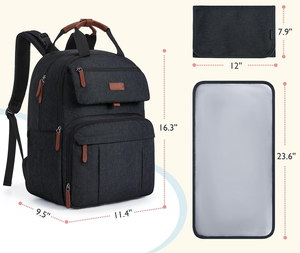 Zaino Porta Pannolini Impermeabile in Oxford 600D da 26L per Mamma e Papà con Tasche Asciutto/Bagnato, Portabottiglie Isolati e Clip per Passeggino - Vendita all'Ingrosso - Product Image 2