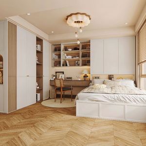 Juego de Dormitorio Moderno Minimalista Plegable de Madera Todo en Uno con Cama Tatami, Armario, Escritorio y Gabinete Integrado - Product Image 1