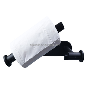 Soporte de papel higiénico negro, palo autoadhesivo en soporte de rollo de papel higiénico pivotante de doble poste para Baño - Product Image 1