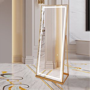 Estación <span class=keywords><strong>de</strong></span> espejo <span class=keywords><strong>de</strong></span> longitud completa ajustable <span class=keywords><strong>con</strong></span> luz LED dorada, muebles <span class=keywords><strong>de</strong></span> estilo <span class=keywords><strong>para</strong></span> salón <span class=keywords><strong>de</strong></span> <span class=keywords><strong>belleza</strong></span>, sala <span class=keywords><strong>de</strong></span> estar, espejo <span class=keywords><strong>de</strong></span> salón - Product Image 4