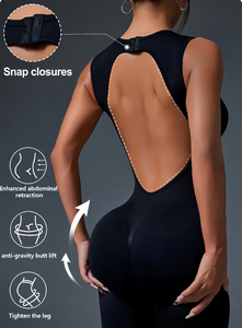 Combinaison de sport moulante respirante pour femme, col rond, bretelles halter, idéale pour le yoga et l'entraînement – Nouvelle collection très prisée - Product Image 2