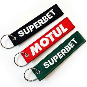Hot Promotion <b>Key</b> Label <b>Customized</b> Diagonal Flight Crew Double-Sided Logo Embroidered Fabric Keychain - Product Image 3