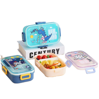Boîte à lunch en plastique multifonctionnelle réutilisable anti-fuite 2025 – Motif dessin animé mignon, écologique, 2 compartiments, qualité alimentaire – Grande Vente