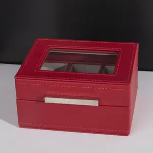 梅林红色生活装饰首饰盒，带镜子，内盖家居饰品珠宝盒，用于房间装饰