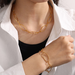 Cuban <b>Chain</b> Necklace Chunky Gold Plated <b>Titanium</b> Steel Unisex Hip Hop Fashion Jewelry Gift 128cm - Product Image 4