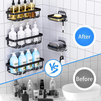 No Drill Lot d'étagères murales adhésives 5 pièces-Heavy Duty Peel & Stick pour salle de bain/cuisine-ABS/acier inoxydable-Vente en gros