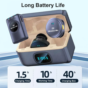 2mic Micro không dây máy ảnh điện thoại 3 trong 1 vlog phỏng vấn dòng sống Micro không dây đồng xu ve áo Clip Lavalier Micro - Product Image 4