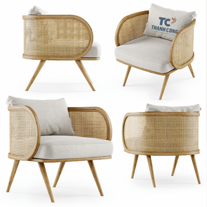 TOP Luxury Nordic Wicker Rattan Chair Dinner Furniture Natural Wood Cane <b>Arm</b> Rattan Back Wicker Dining Chairs - Product Image 3